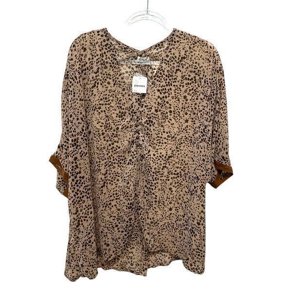Intimately Free People Womens Animal Print Sleepin in Shirt XS Tan Oversized NWT - Picture 2 of 6